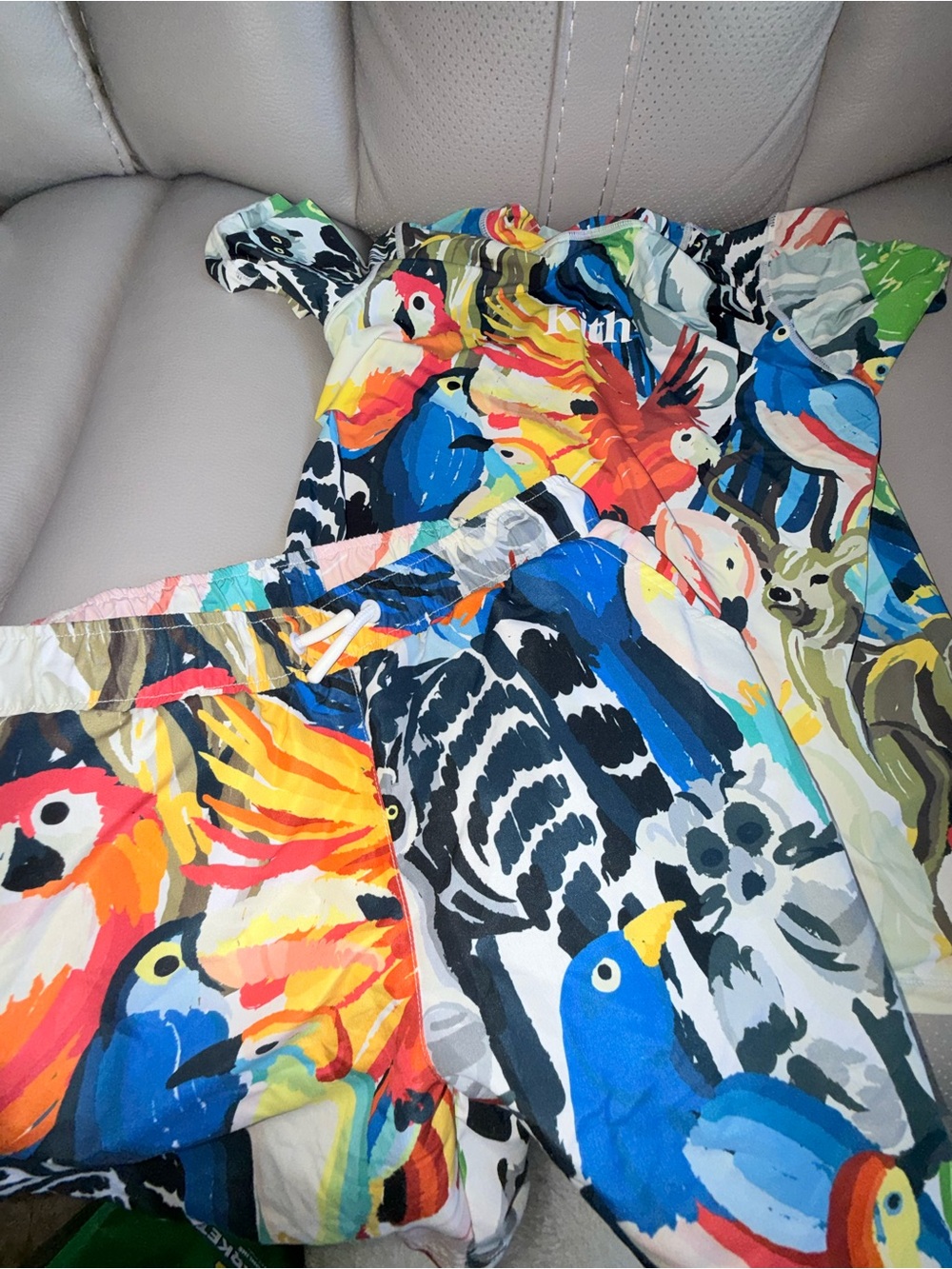 Kith Vibrant Parrot Print Swim Set - Blue, Red, Yellow, Green, Orange
